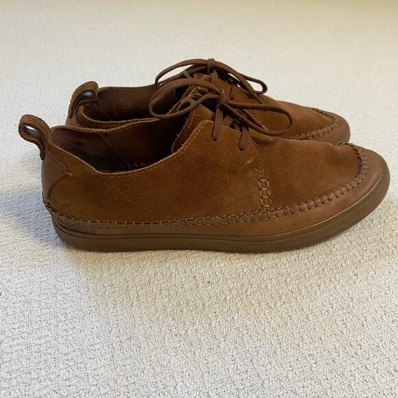 Clarks Tan Suede Leather Men’s Moccasin Casual Lace Up Shoes Comfortable 9.5 - Picture 5 of 9